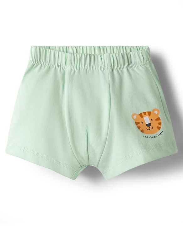 Babyhug 100% Cotton Knit Antibacterial Striped & Tiger Printed Trunks Pack of 3 - Multicolor