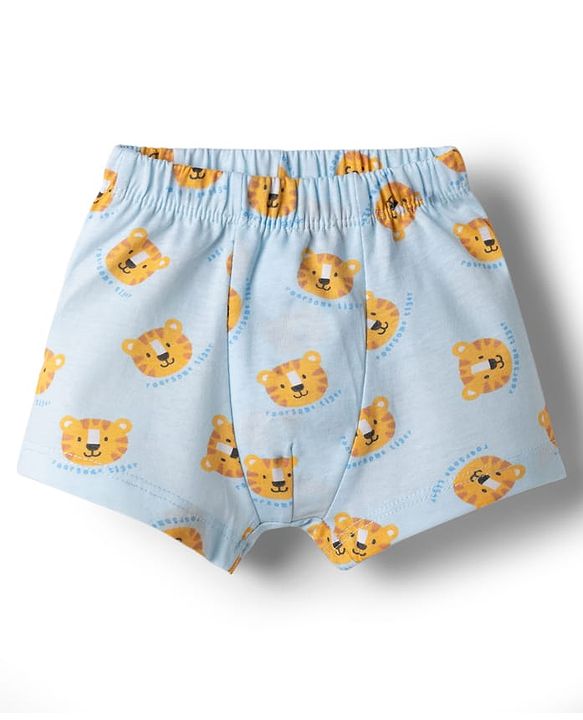 Babyhug 100% Cotton Knit Antibacterial Striped & Tiger Printed Trunks Pack of 3 - Multicolor