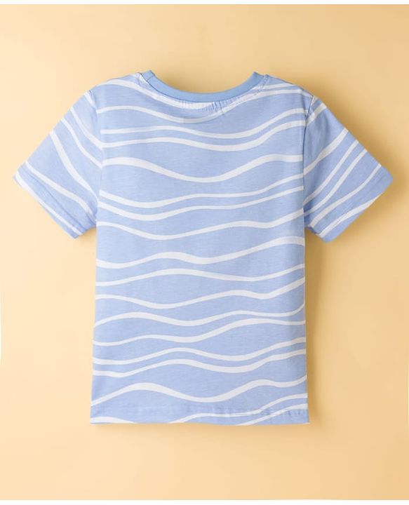 Pine Kids Cotton Knit Half Sleeves Printed T-Shirt & Shorts Co-ord Night Suit - Blue