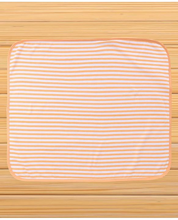 Babyhug Cotton Knit Hooded Towel With Tiger Embroidery & Stripes L 76 x B 68.5 cm - Orange