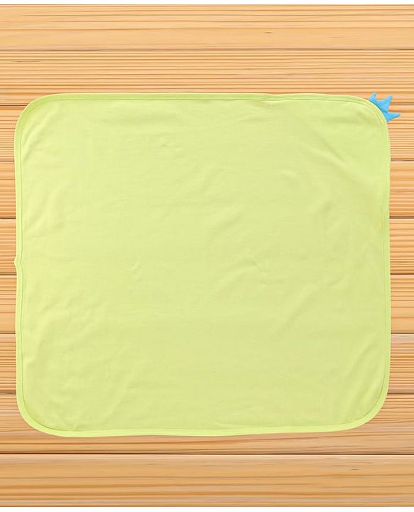 Babyhug Cotton Knit Hooded Towel With Embroidery & Crown Applique L 73 x B 73 cm - Lime Green