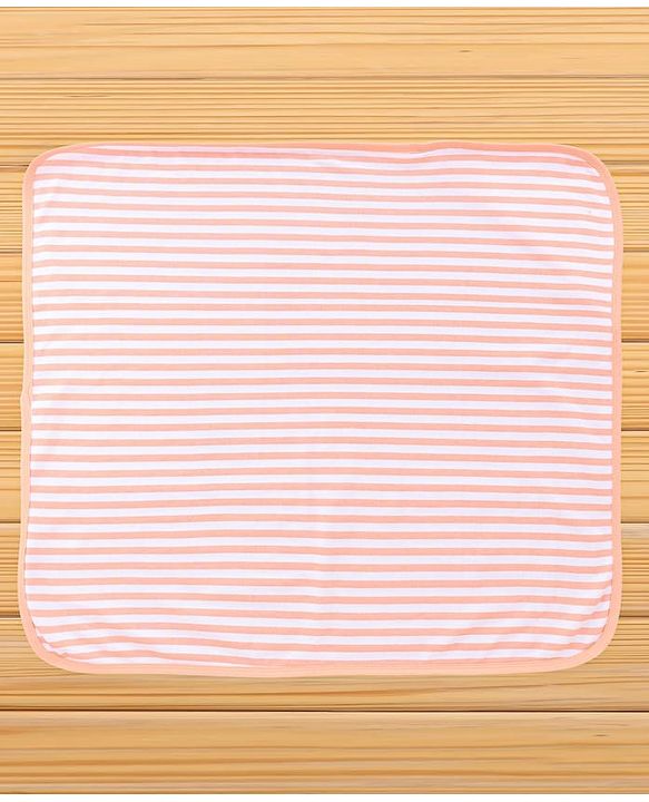 Babyhug Cotton Knit Hooded Towel With Stripes & Sea Life Embroidery L 76 x B 68.5 cm - Orange