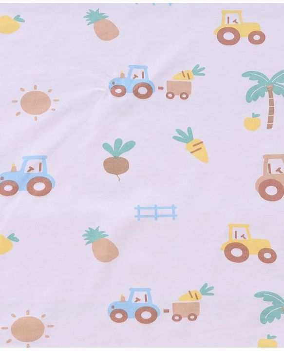 Babyhug Cotton Knit Hooded Towel With Tropical Theme Print & Embroidery L 76 x B 76 cm - White