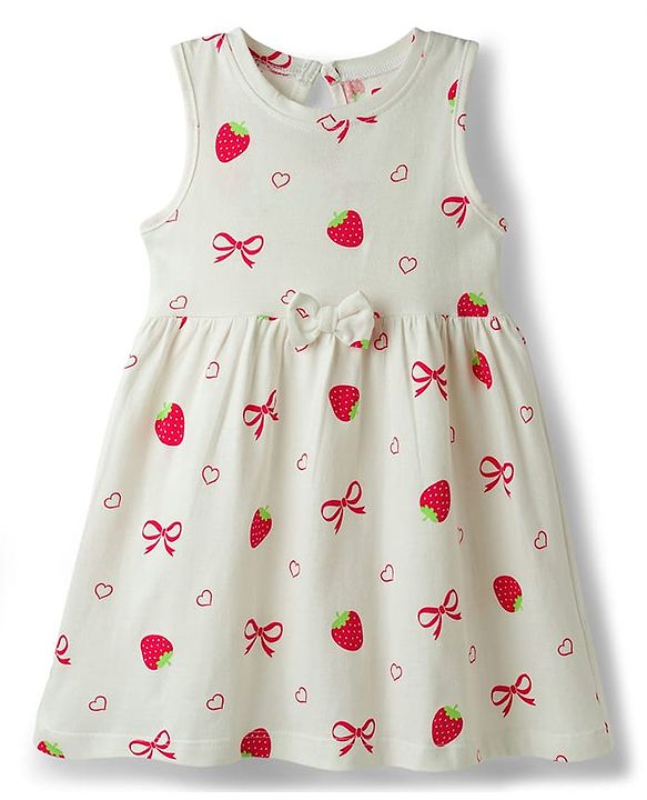 Babyhug Single Jersey Knit Sleeveless Frocks With Heart & Strawberry Print Pack of 2 - Multicolor