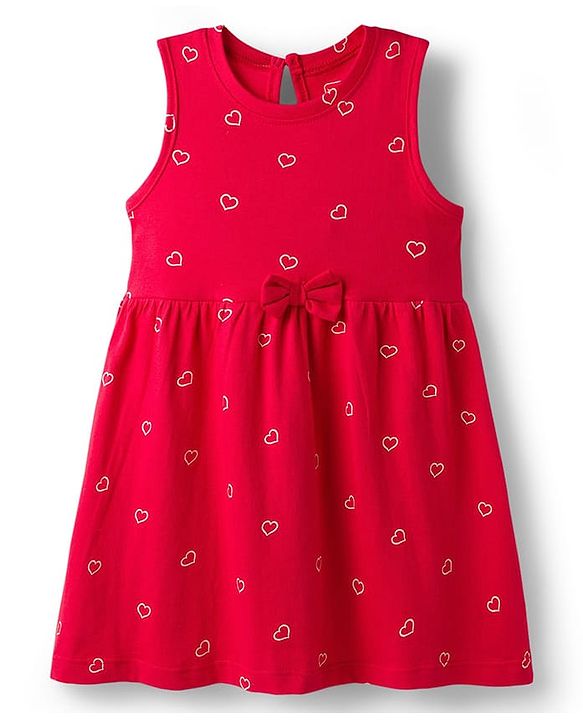 Babyhug Single Jersey Knit Sleeveless Frocks With Heart & Strawberry Print Pack of 2 - Multicolor