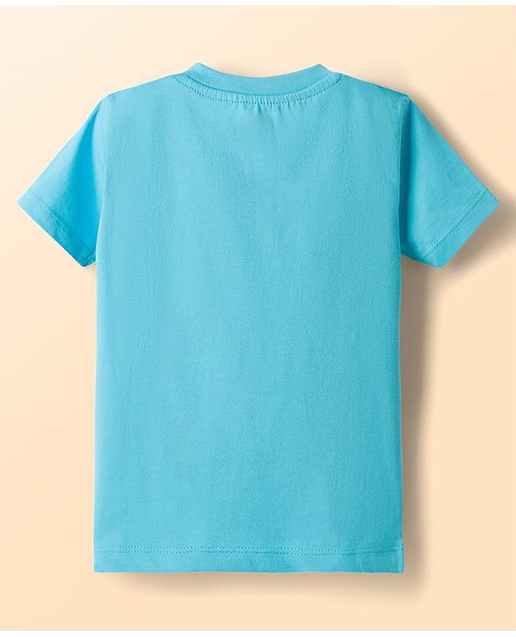Babyhug Cotton Knit Half Sleeves Fruit Printed T-Shirt & Striped Short Night Suit - Light Blue