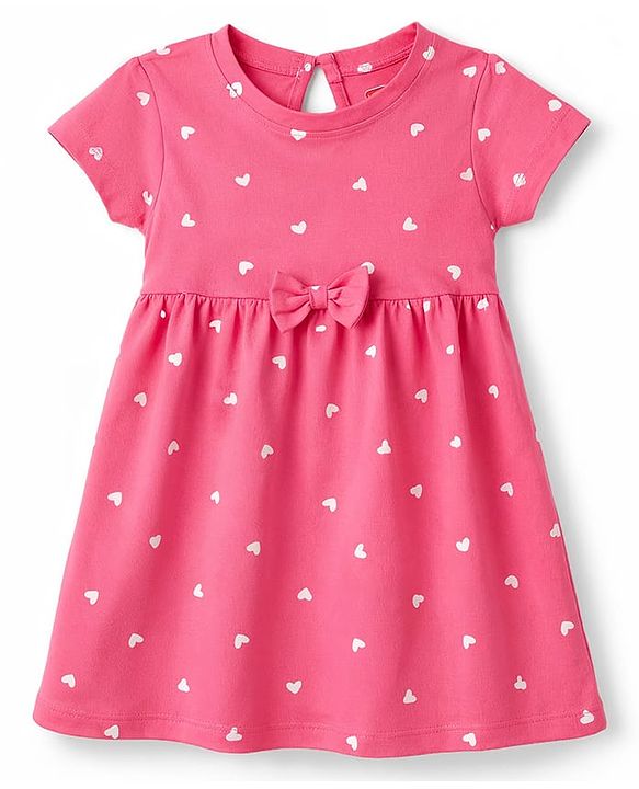 Babyhug Cotton Knit Frocks with Bow Detail Multi Color 3-6 Months