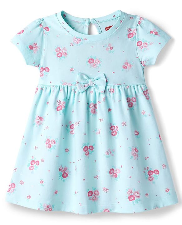 Babyhug Cotton Knit Frocks with Bow Detail Multi Color 3-6 Months
