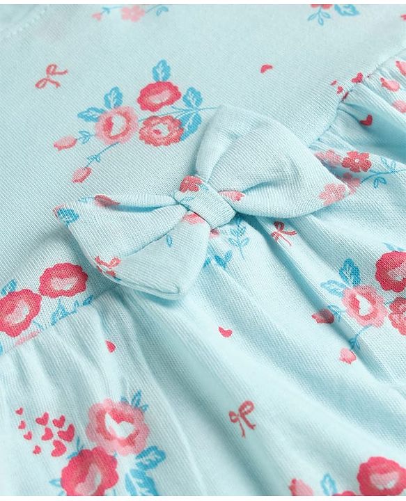Babyhug Cotton Knit Frocks with Bow Detail Multi Color 3-6 Months