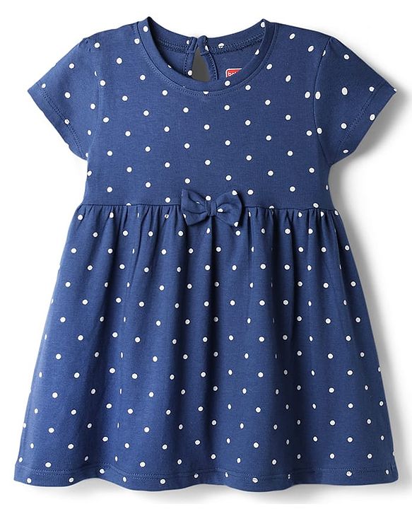 Babyhug Cotton Knit Half Sleeves Polka Dots & Floral  Printed Frocks Pack Of 2 - Multi Color