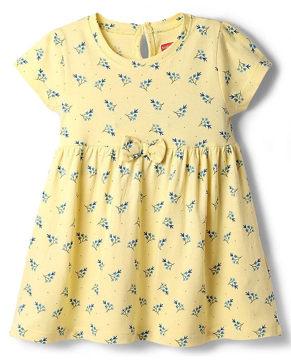 Babyhug Cotton Knit Half Sleeves Polka Dots & Floral  Printed Frocks Pack Of 2 - Multi Color