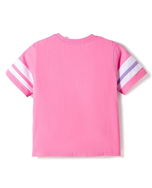 Pine Kids Disney 100% Cotton Knit Half Sleeve T-Shirt & Shorts Set With Disney Princess Graphics - Multicolour