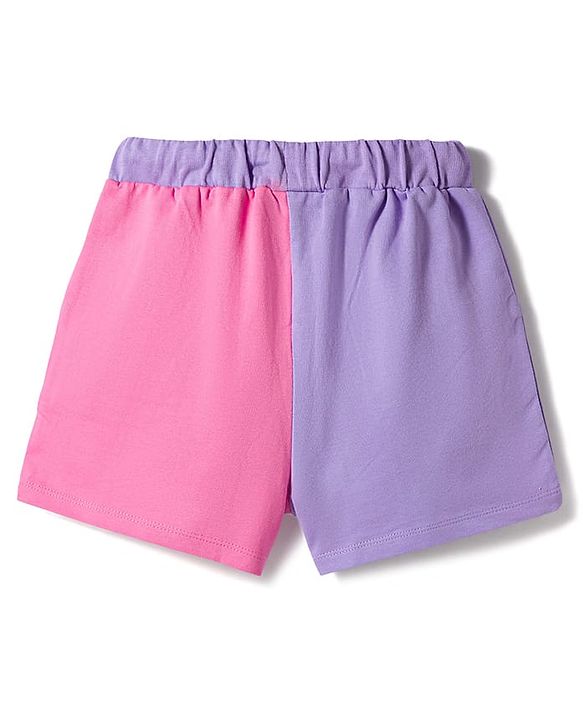 Pine Kids Disney 100% Cotton Knit Half Sleeve T-Shirt & Shorts Set With Disney Princess Graphics - Multicolour