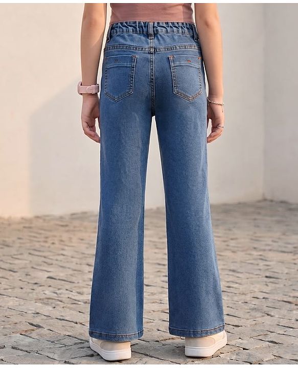 Pine Kids Woven Full Length Washed Jeans - Blue
