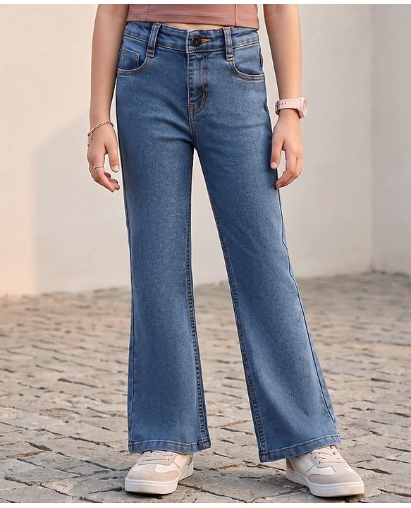 Pine Kids Woven Full Length Washed Jeans - Blue
