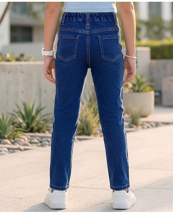 Pine Kids Woven Full Length Washed Jeans - Blue
