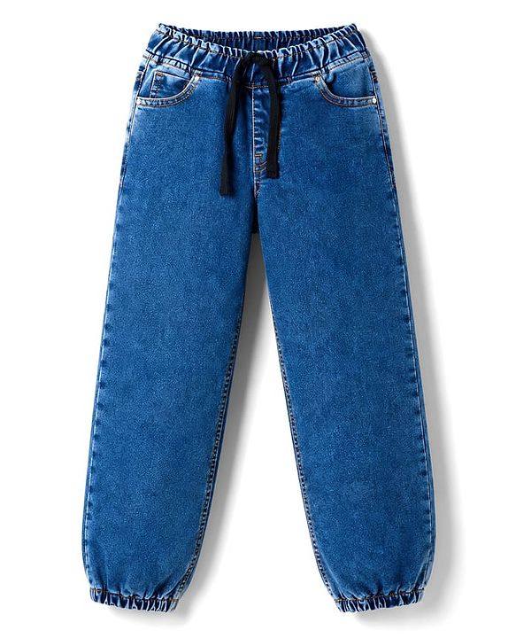 Pine Kids Cotton Woven Full Length Washed Jogger Style Jeans - Blue