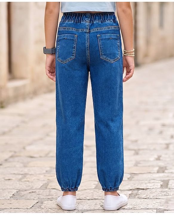 Pine Kids Cotton Woven Full Length Washed Jogger Style Jeans - Blue