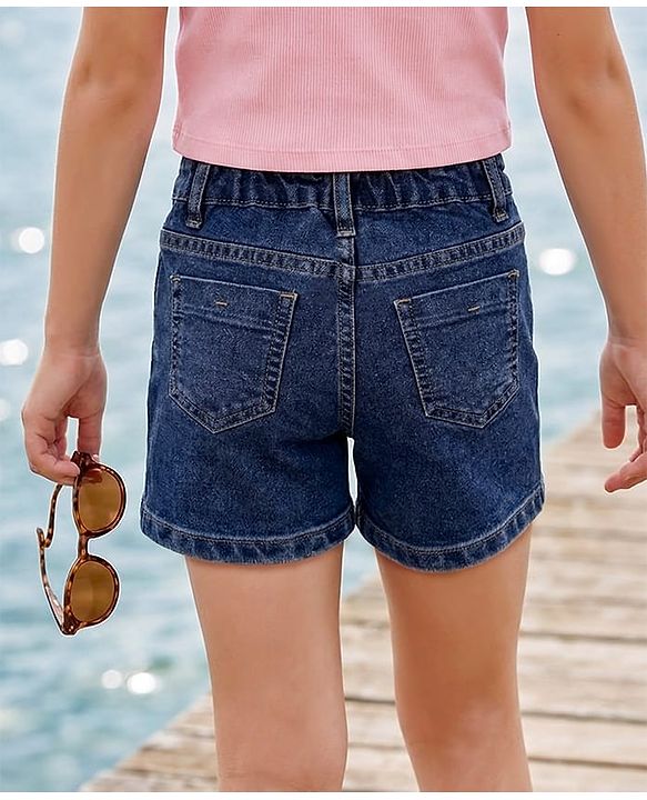 Pine Kids Cotton Woven Solid Shorts -Blue