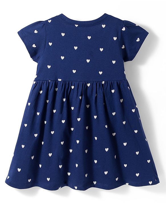 Babyhug Single Jersey Knit Half Sleeves Frocks With Heart Print Pack of 2 - Multicolor