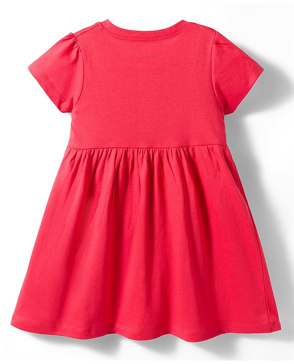 Babyhug Single Jersey Knit Half Sleeves Frocks With Heart Print Pack of 2 - Multicolor