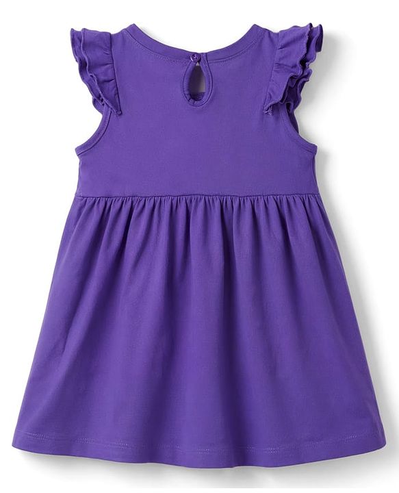 Babyhug Cotton Knit Frocks with Bloomer/Short with Ruffle Sleeves and Bunny Print Lavender 0-0 Months