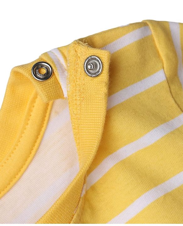 Babyhug Cotton Knit Half Sleeves T-Shirt & Shorts Night Suit with Teddy Print - Yellow