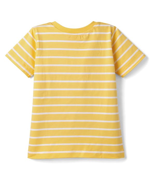 Babyhug Cotton Knit Half Sleeves T-Shirt & Shorts Night Suit with Teddy Print - Yellow