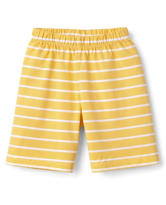 Babyhug Cotton Knit Half Sleeves T-Shirt & Shorts Night Suit with Teddy Print - Yellow