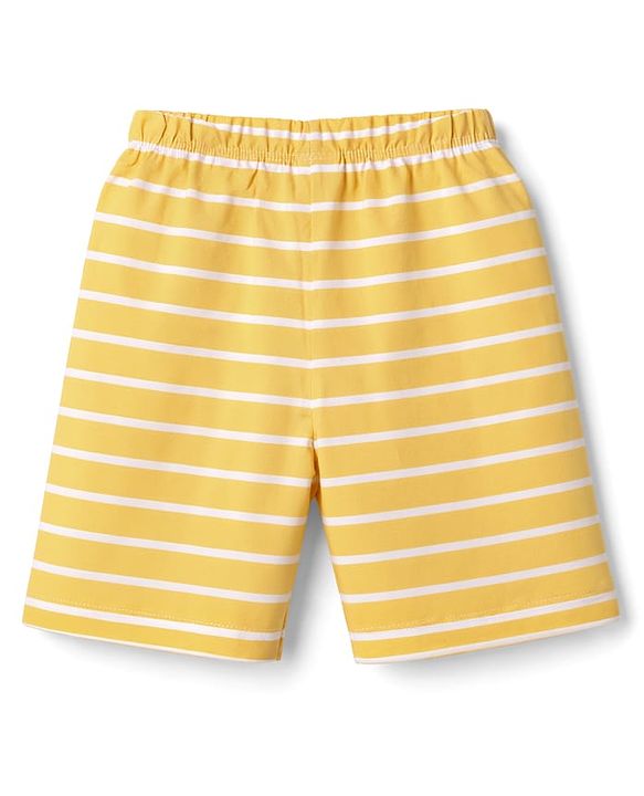 Babyhug Cotton Knit Half Sleeves T-Shirt & Shorts Night Suit with Teddy Print - Yellow