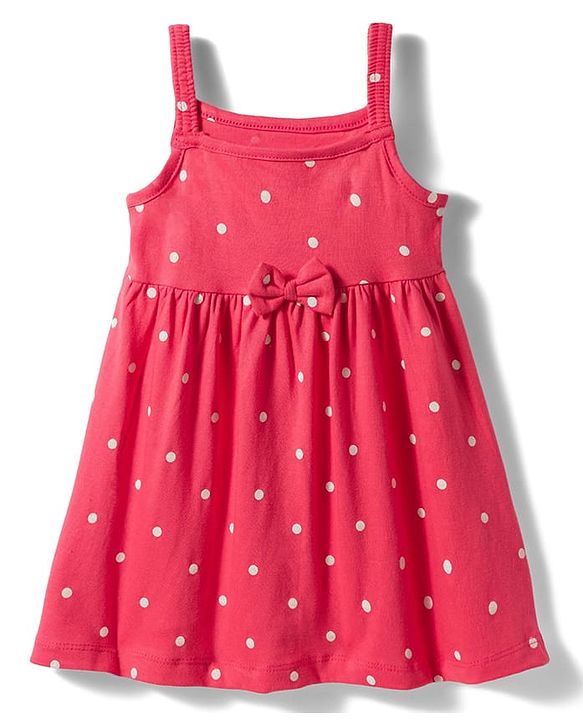 Babyhug Single Jersey Knit Sleeveless Frocks with Fruit & Polka Dot Print Bow Applique Pack of 2 - Multicolor