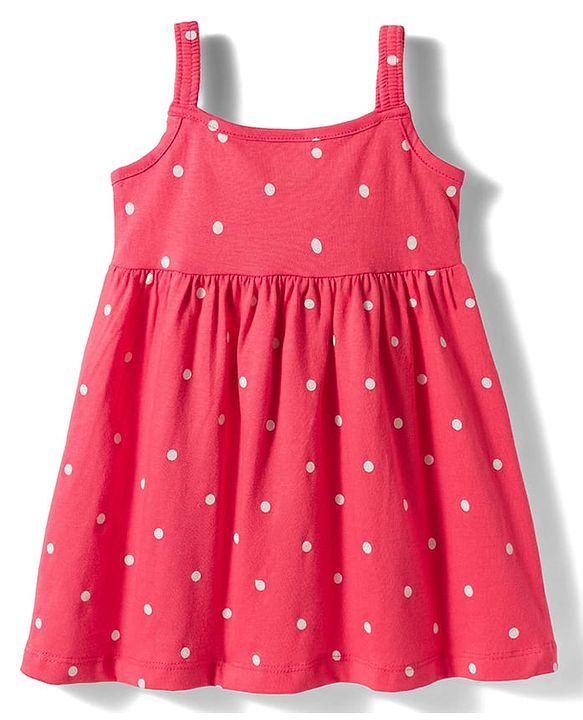 Babyhug Single Jersey Knit Sleeveless Frocks with Fruit & Polka Dot Print Bow Applique Pack of 2 - Multicolor