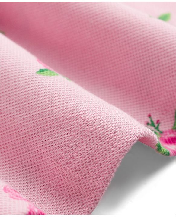 Babyhug Cotton Knit One Piece Dresses / Frocks with Polo Collar Half Sleeves All Over Floral Print Pink 3-6 Months