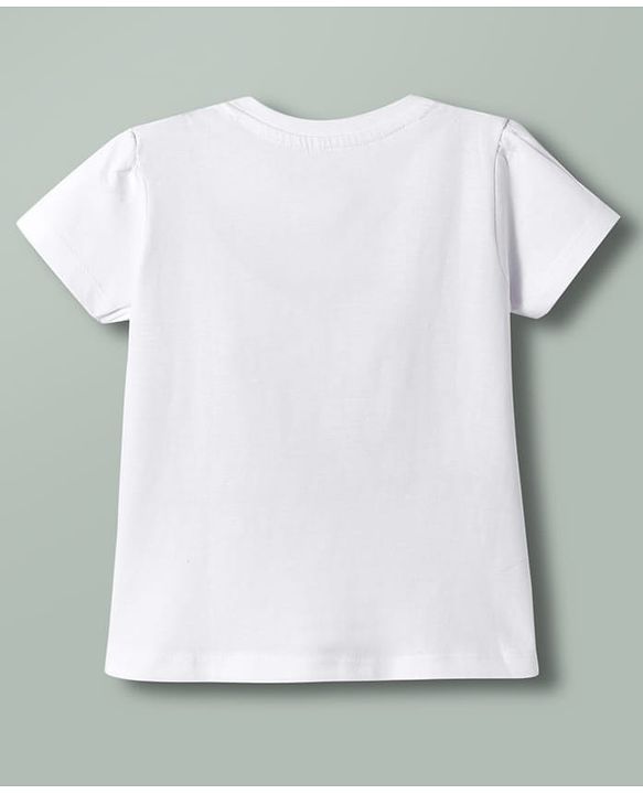 Babyhug Cotton Knit Half Sleeves Striped T-Shirt with Bear Print - White & Blue