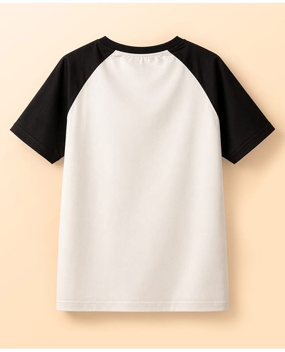 Pine Kids Cotton Knit Half Raglan Sleeves Solid Color T-Shirt - White & Red