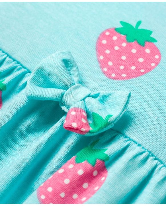 Babyhug Single Jersey Knit Half Sleeves Frocks with Fruit Print & Bow Applique Pack of 2 - Multicolor