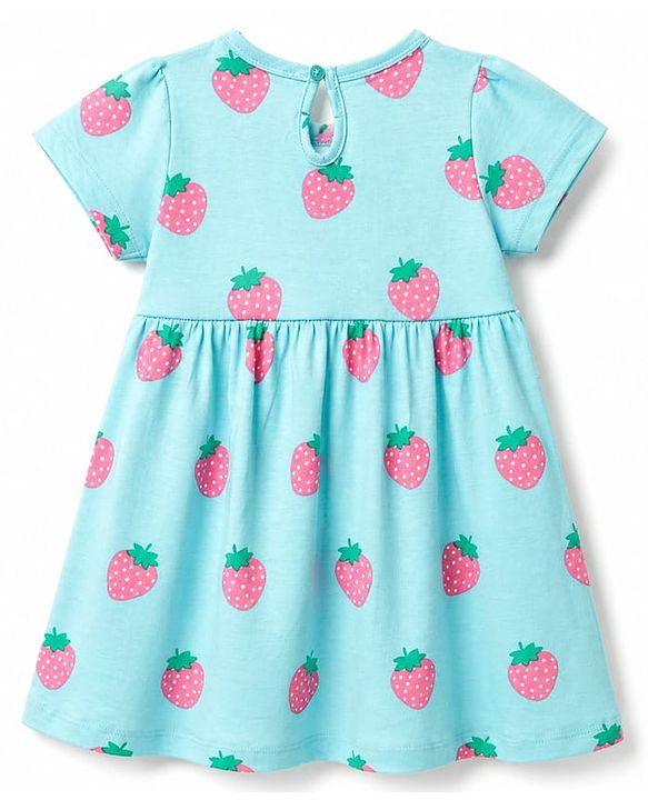 Babyhug Single Jersey Knit Half Sleeves Frocks with Fruit Print & Bow Applique Pack of 2 - Multicolor
