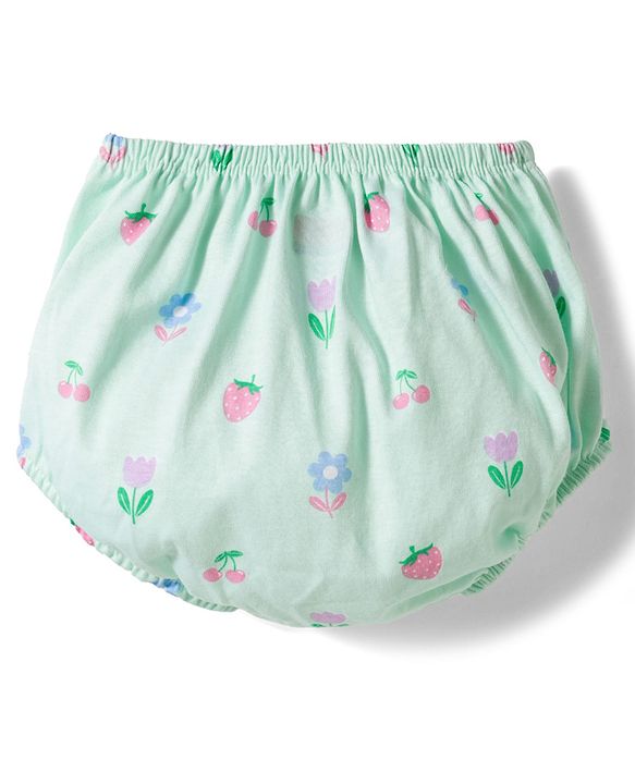 Babyhug Single Jersey Knit Half Sleeves Tropical Theme Printed Frock with Bloomer - Sea Green