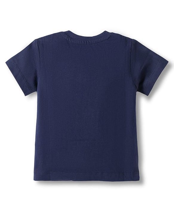 Babyhug Cotton Knit Half Sleeves T-Shirt & Capri Night Suit With Fairy & Castle Print - Navy Blue