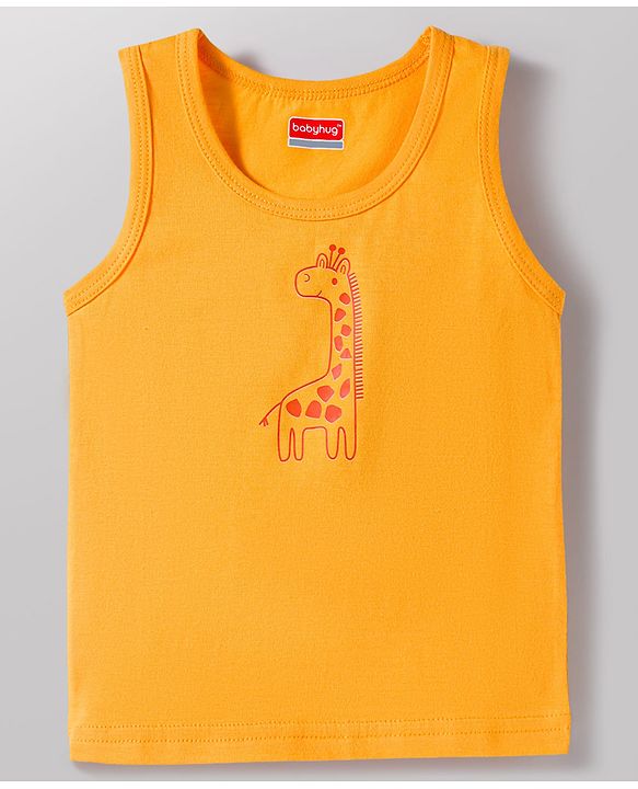 Babyhug 100% Cotton Knit Sleeveless Striped & Animal Printed Sando Vests Pack of 3 - Multicolor