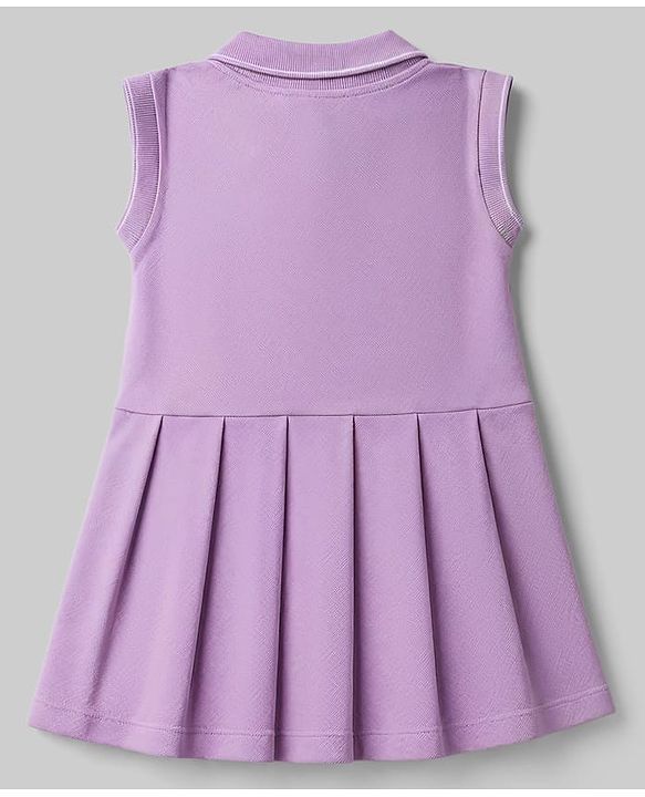 Babyhug Cotton Knit One Piece Dresses/Frocks Sleeveless Polo Neck Pleated Lavender 3-6 Months