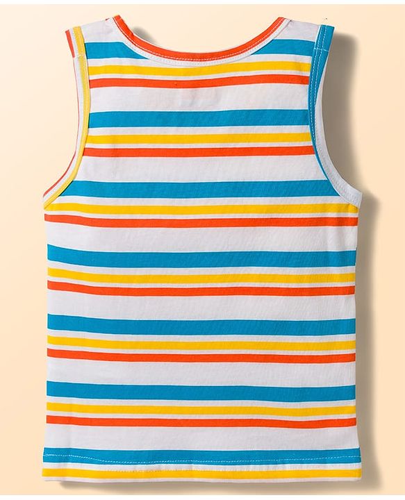 Babyhug 100% Cotton Knit Sleeveless Striped & Vehicles Printed Vests Pack Of 3 - Multicolour