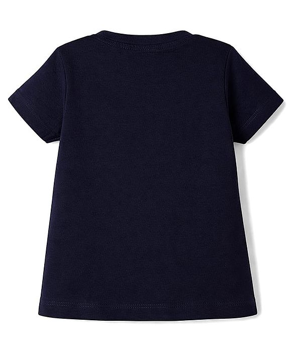 Babyhug Cotton Knit Half Sleeves T-Shirt & Capri Night Suit with Heart Print - Navy Blue