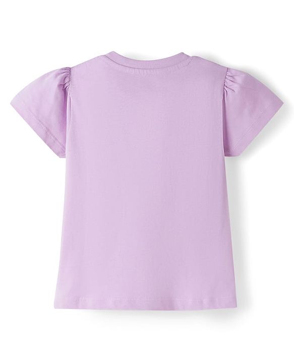 Babyhug Cotton Knit Half Sleeves T-Shirt & Capri Night Suit With Heart Print - Lavender