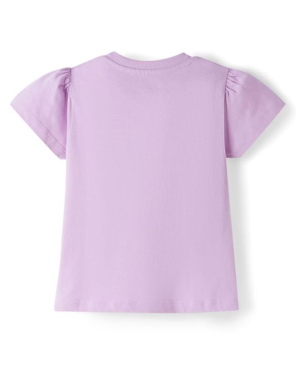 Babyhug Cotton Knit Half Sleeves T-Shirt & Capri Night Suit With Heart Print - Lavender