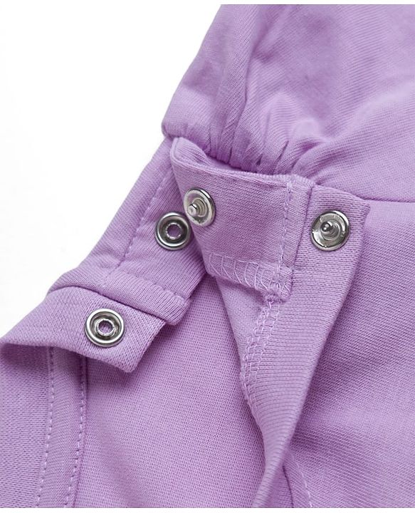 Babyhug Cotton Knit Half Sleeves T-Shirt & Capri Night Suit With Heart Print - Lavender