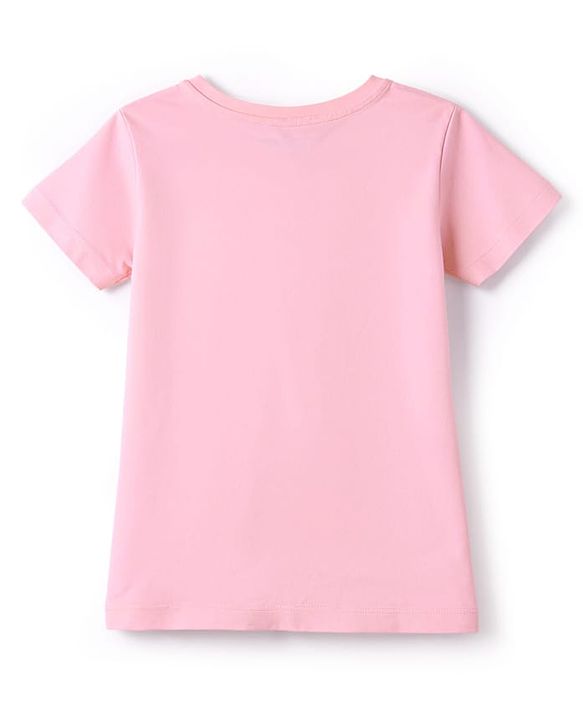 Pine Kids Cotton Knit T-Shirts Half Sleeves Round Neck Embellished Pink 4-5 Years