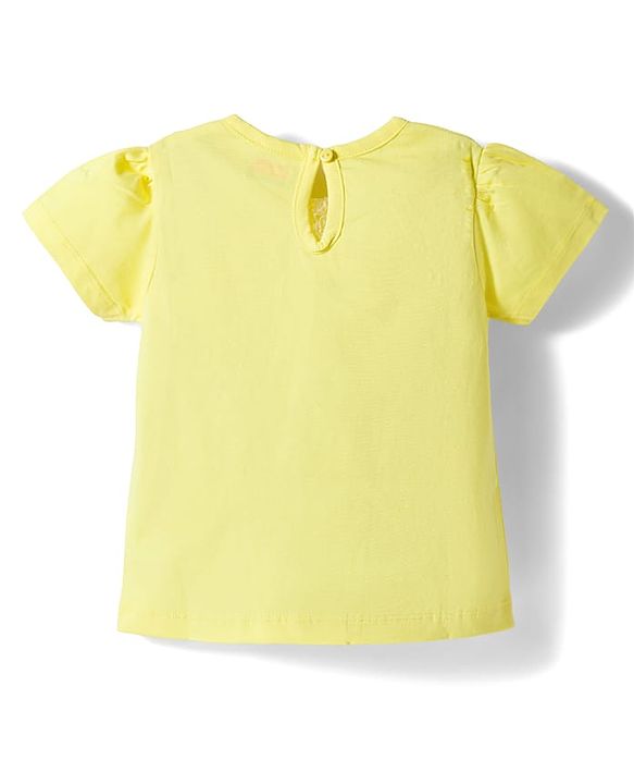 Babyhug Cotton Knit Half Sleeves T-Shirt & Capri Night Suit With Floral Print - Yellow