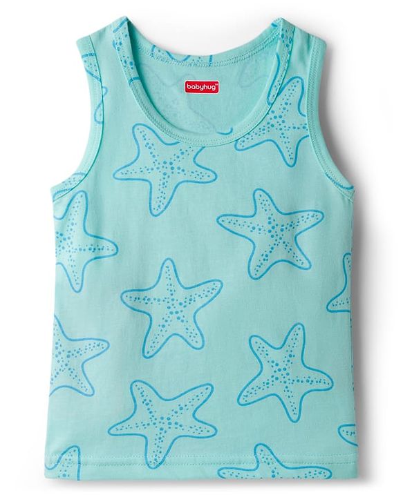 Babyhug 100% Cotton Single Jersey Knit Sleeveless Vests With Sea Life Print Pack of 3 - Multicolor
