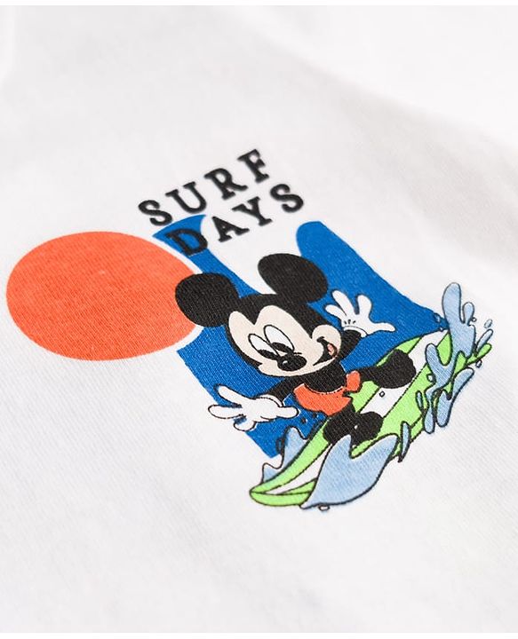 Babyhug Disney Single Jersey Knit Half Sleeves T-Shirt With Front & Back Mickey & Friends Graphics - White
